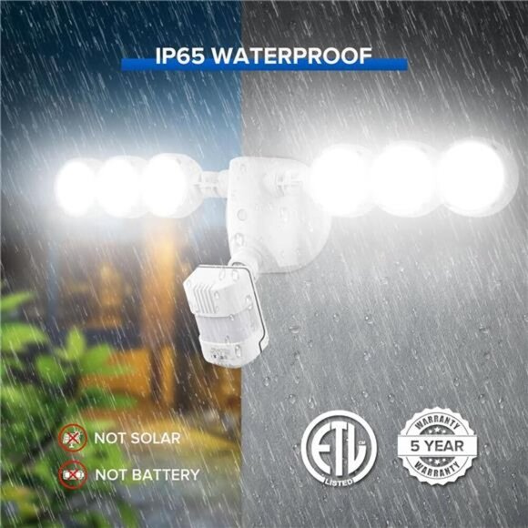 45W 6000LM Motion Sensor Outdoor Light, 5000K Dusk to Dawn Eave Mount Security\ - Picture 6 of 7